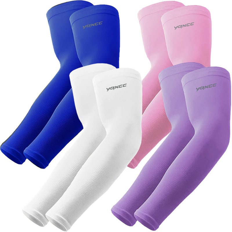 YQXCC 4 Pairs Arm Sleeves, Cooling UV Sun Protection Sports Compression Sleeves for Men Women, Golf Basketball Arm Sleeves - Image 1